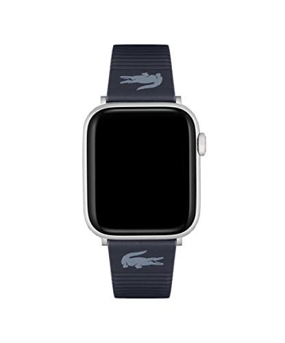 Lacoste Unisex Band für Apple Watch aus Marinblaues Leder mit Streifen-Prägung