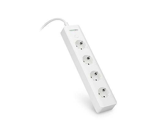 VOCOlinc VP2 - Smarte Wi-Fi-Mehrfachsteckdosenleiste, 4 unabhängige Stecker bis 2300 W, Ladezubehör Kompatibel mit Google / Alexa / Apple Homekit, Überlastungsschutz, Fernzugriff