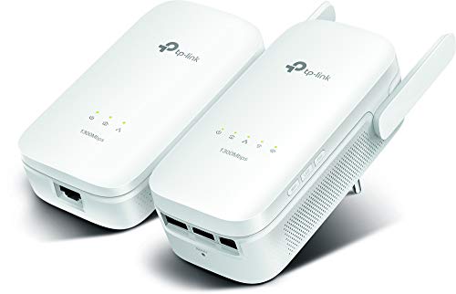 TP-Link TL-WPA8630 Kit V2 AV1300 Wifi AC1200 Gigabit Powerline Adapter (1200 Mbits Wifi und 1200 Mbit/s Powerline, Wifi Klone, Mu-MIMO, App Steuerung, 4 Gigabit Ports, Plug & Play)