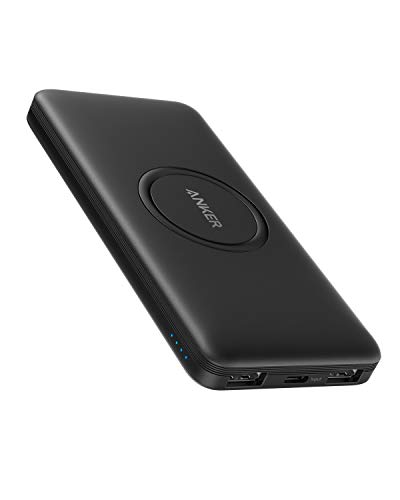 Anker PowerCore 10000mAh Wireless Powerbank mit USB-C Eingang, externer Akku, hohe Kapazität, kompatibel mit iPhone 11, Samsung Galaxy, iPad 2020 Pro, AirPods, und mehr.