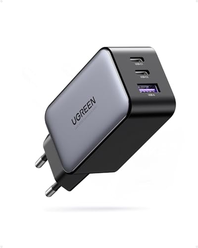 UGREEN Nexode USB C Ladegerät 65W GaN Charger 3-Port PD Netzteil 60W PPS kompatibel mit MacBook Pro/Air, iPhone 16 Pro Max/16/15 Pro Max/15 Pro, iPad Pro, Galaxy S24 Ultra/S23/S22(Schwarz)