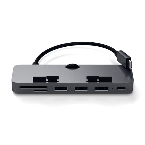 SATECHI USB-C Clamp Hub Pro mit USB-C Datenanschluss, USB-A 3.0 Daten, Micro/SD Kartenleser – Für 2020/2019 iMac & iMac Pro. Passt Nicht auf 2021 iMac M1 (Space Grau)