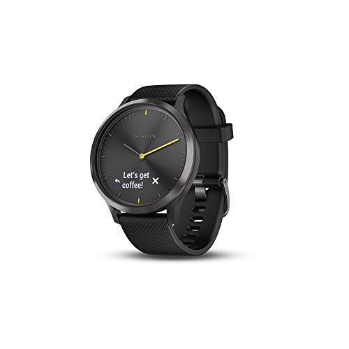 Garmin vívomove HR Sport Fitness-Tracker, schwarzem Silikonarmband, L