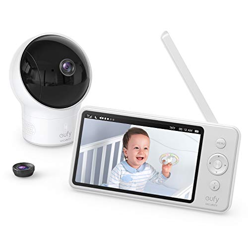 eufy Security SpaceView Babyphone mit 5 Zoll LCD-Display, 720 HD, 140m Reichweite, Weitwinkelobjektiv, präzise Nachtsicht, beidseitige Audiofunktion, 2900mAh Akku, Temperatursensor, smarte Meldungen