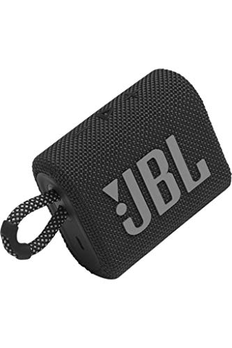 JBL GO 3 kleine Bluetooth Box in Schwarz – Wasserfester, tragbarer Lautsprecher für unterwegs – Bis zu 5h Wiedergabezeit mit nur einer Akkuladung. (1er Pack)