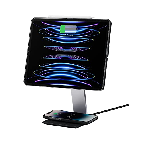 pitaka Tablet Ständer Magnetische Aufladbare iPad Ständer Verstellbare Tablet Halterung für MagEZ Case Pro iPad Pro & iPad Mini 6 mit Kabelloser Ladestation Schwarz [MagEZ Charging Stand]