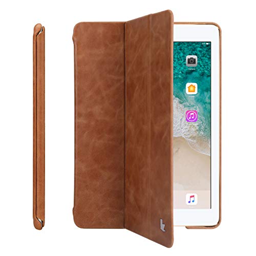 JISONCASE Echtleder Hülle für iPad 2018/2017 9,7 Zoll, Smart Leder Cover für iPad 9,7