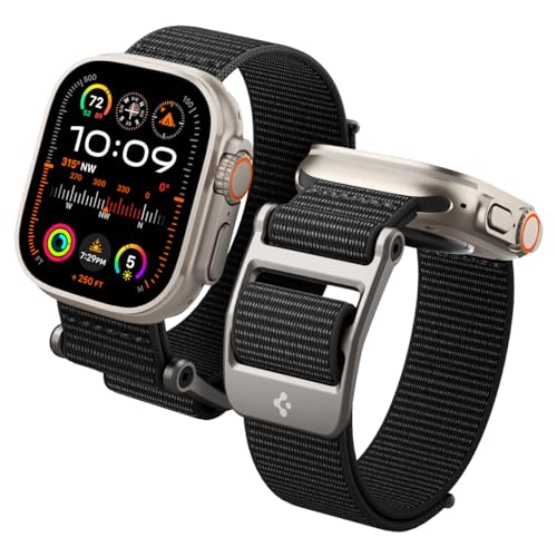 Spigen DuraPro Flex Armband Entwickelt für Apple Watch Ultra 2/1 49mm, Serie 10 46mm und Serie 9/8/7/6/5/4/SE 45mm,44mm - Schwarz